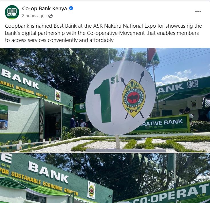 Coop Bank Named "Best Bank" at ASK Nakuru National Expo